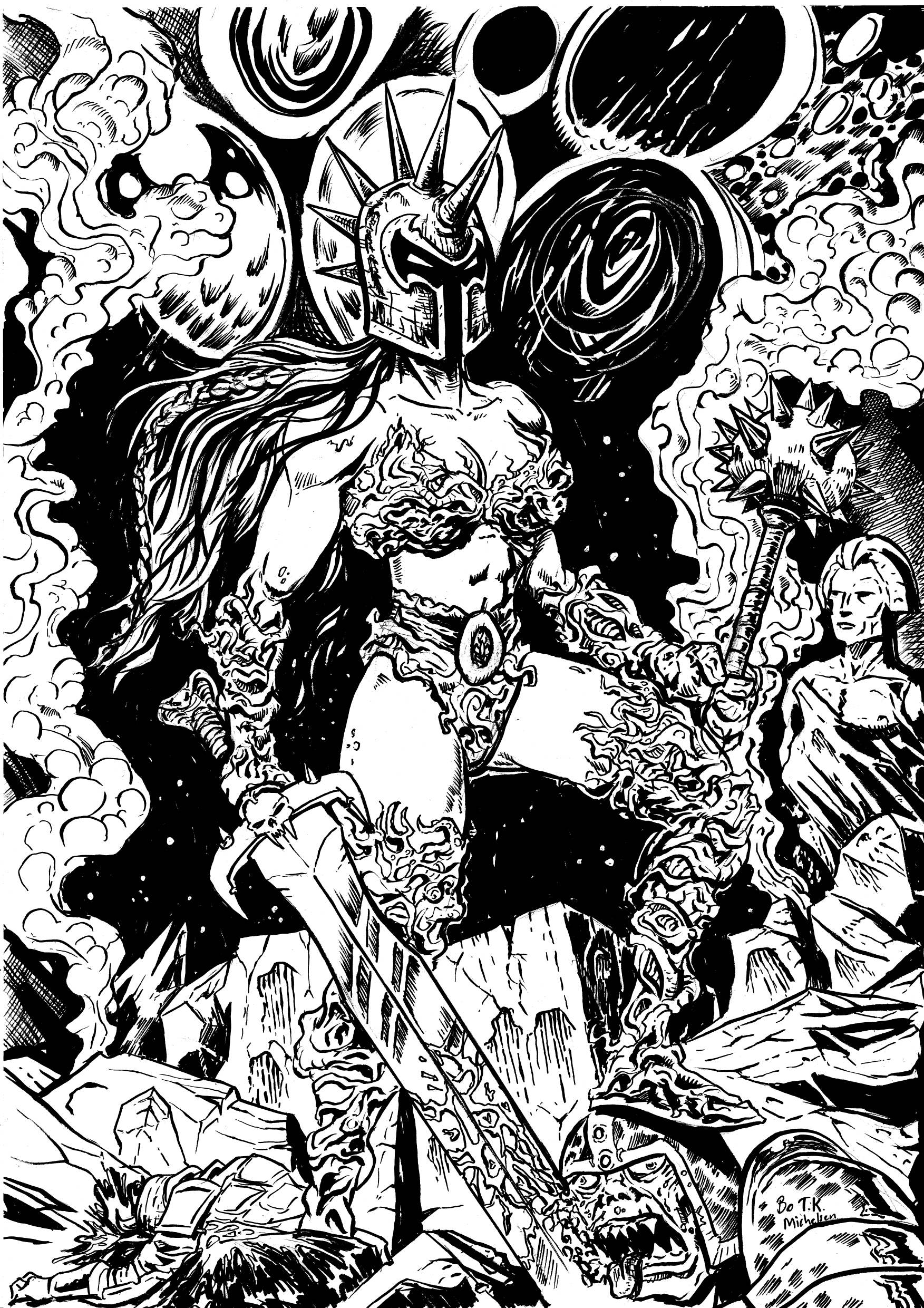 20260516 Maiden X Pinup - Original dark fantasy comic illustration by Bo T. K. Michelsen (Knight of Ink)